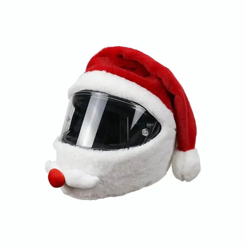 Motorcycle Helmet Cover Funny Helmet Riding Protective Cover Plush Cartoon Helmet Imp Splicing Head Cover Christmas Hats Xmas