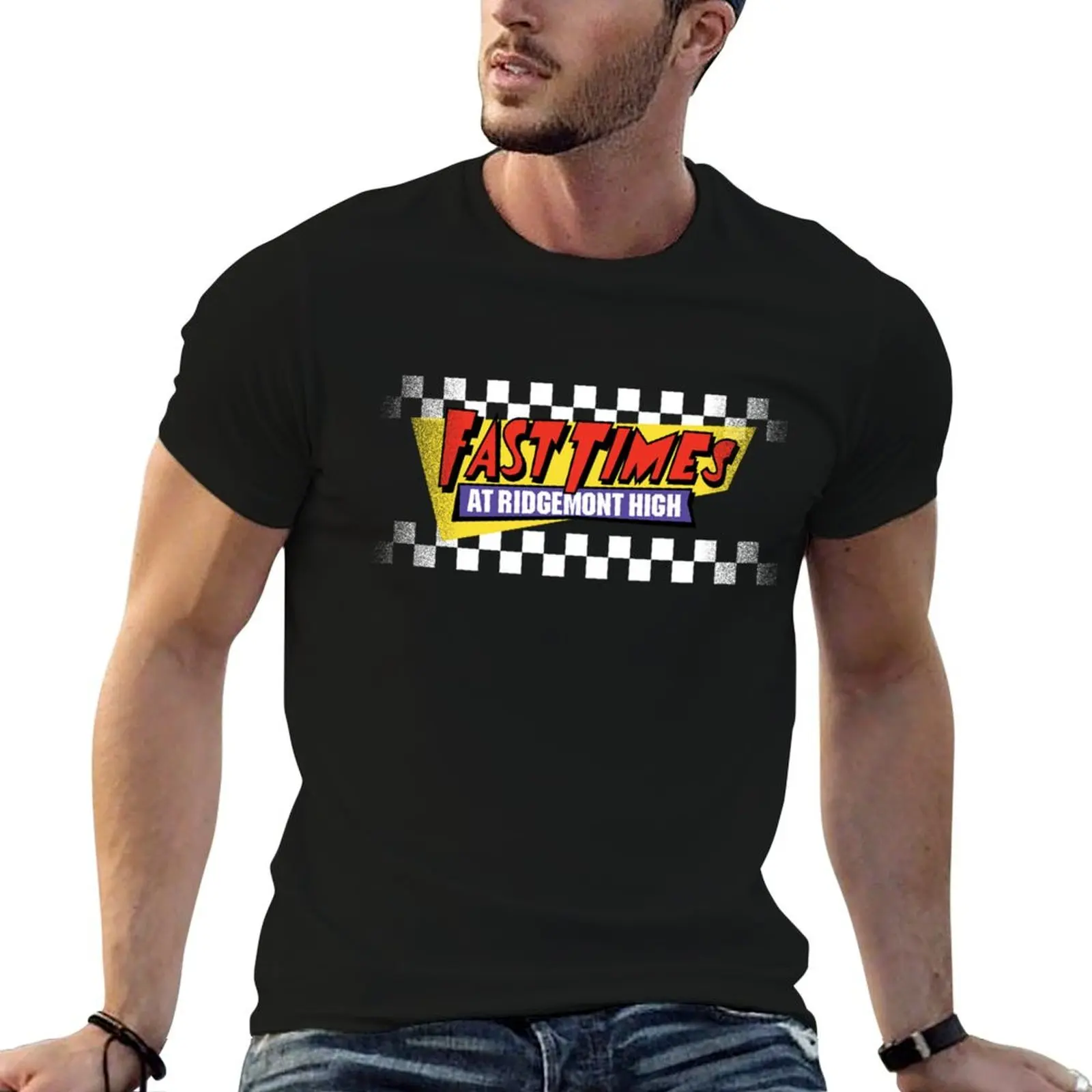 Camiseta Fast Times At Ridgemont High Faded Checker, camiseta para hombre, camiseta de algodón 100%, camiseta lisa para hombre