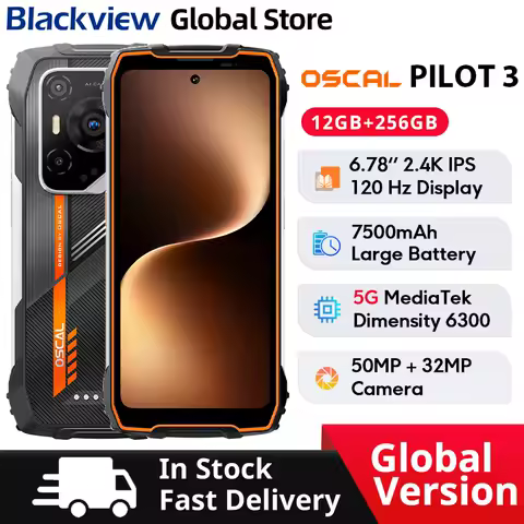 Blackview Oscal PILOT 3 Rugged Phone 5G MediaTek Dimensity 6300 6.78-inch 2.4K IPS 120Hz Display 50MP 7500mAh NFC Cellphone