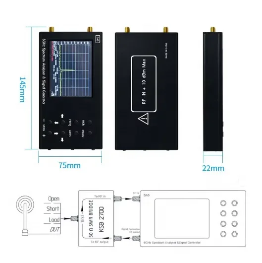 Nanovna SA6 6GHz spectrumanalyzer signaalgenerator draagbare handheld 4G LTE CDMA DCS GSM GPRS GLONASS antenne EMI-testmodule