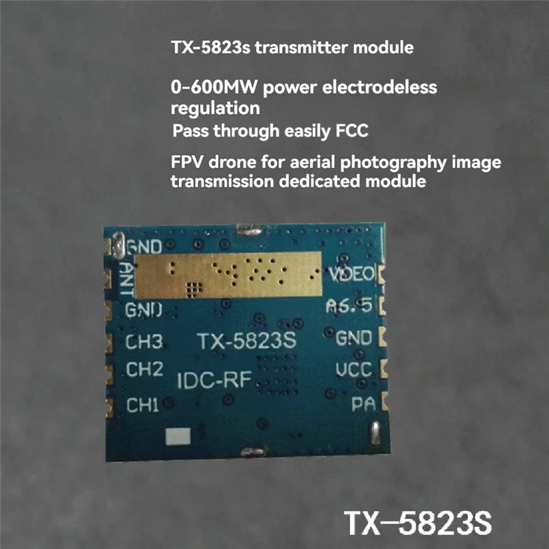 A47Z 5.8G FPV VTX TX5823 Audio Video Transmitter Module 8CH 0-600MW Infinitely Adjustable For FPV Racing Drone