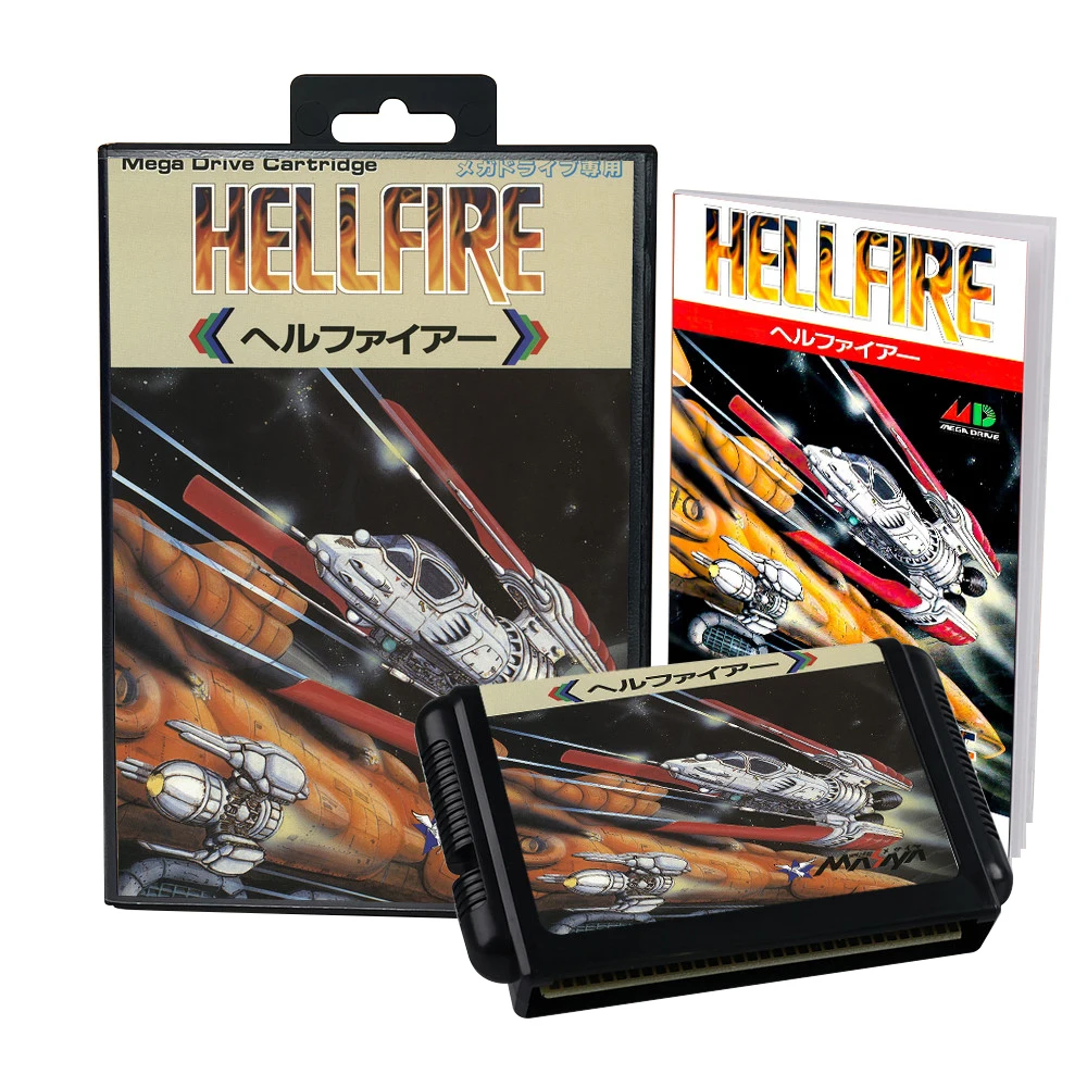 Hellfire Japan Cover Game for SEGA Genesis Consoles Game Cartridge Box Manual