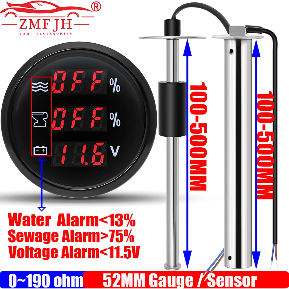 

Цифровой датчик уровня воды/сточных вод/напряжения ZMFJH 52 мм с сигнализацией, красной подсветкой, 0-190 Ом, для резервуаров HTG