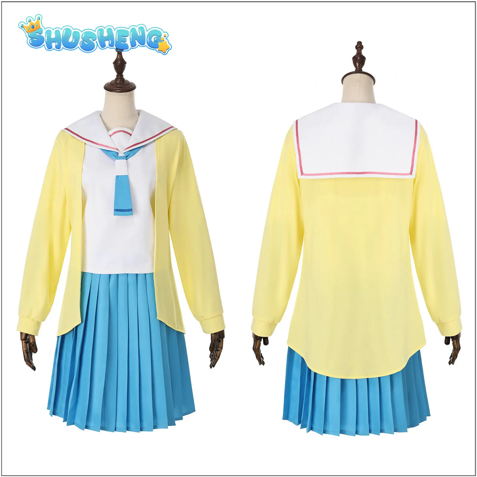 

Isayama Mami Anime Cosmic Princess Kaguya! Cosplay Costume Girl JK Sailor Dress Tie Shirt Halloween Party sweet and cute Set