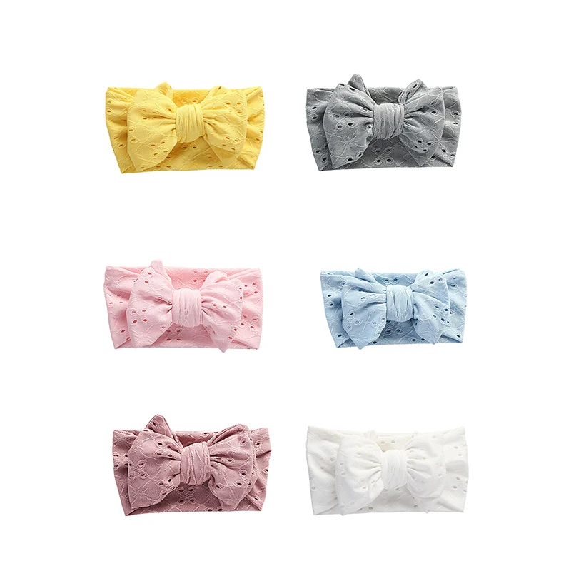 Newborn Baby Cute Hair Band, Embroidered Lace Hollow Hole Stretch Bow Headband Photo Props Birthday Present