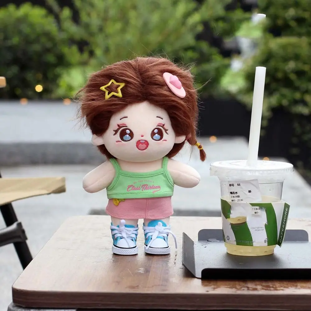 Cartoon Pattern 20cm Cotton Doll Clothes Playing House Idol Doll Sling Short Skirt Outfit Cotton Doll 20cm