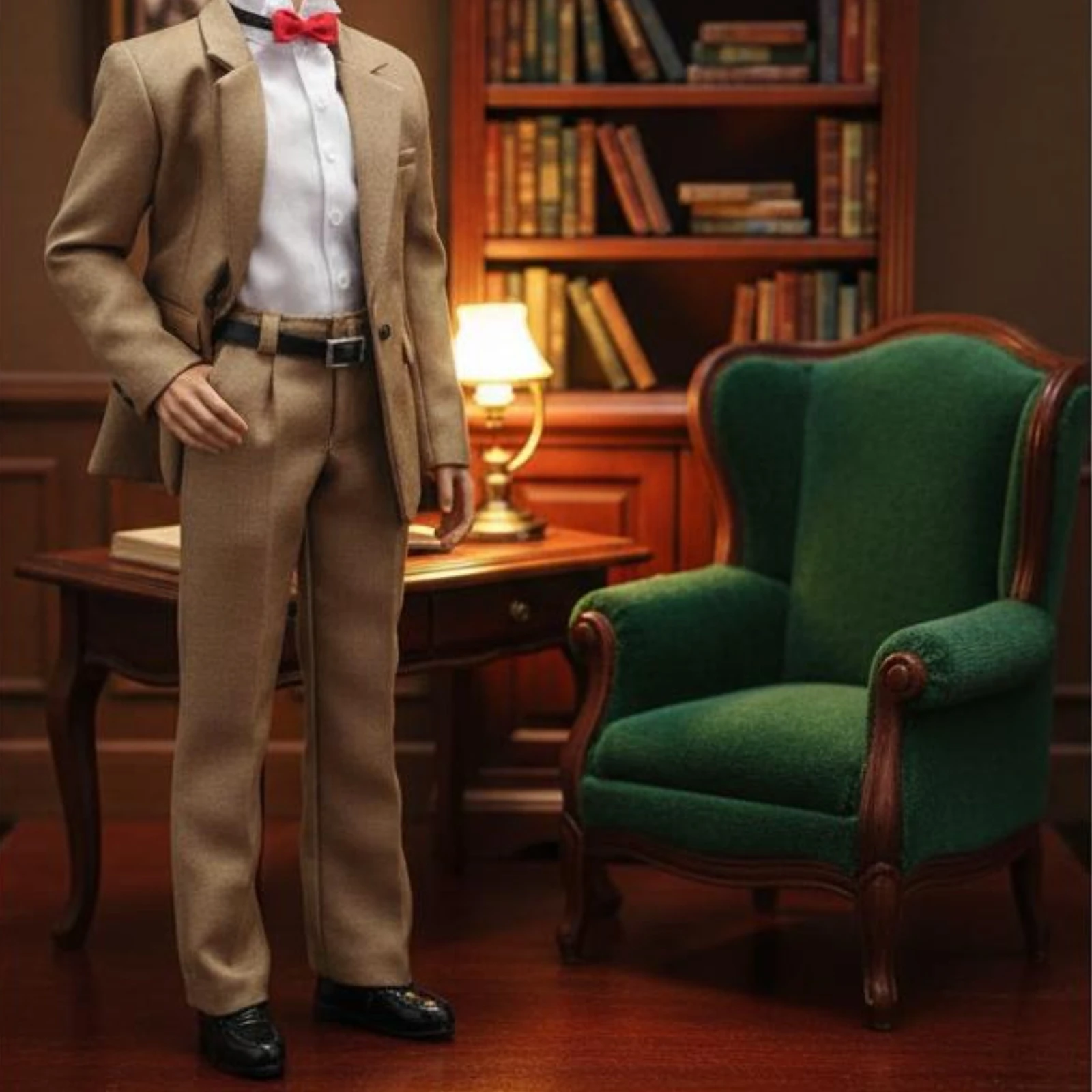 

1:6 Scale Doll Suit Straight-Leg Trousers Khaki Suit Outfit Miniature Clothing Set Front Pockets Toy Apparel Collector Gift