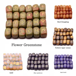 25pc/set European and American Natural Stone Rune Alphabet Accessories Natural Crystal Rune Tarotuni Divination Divination Props