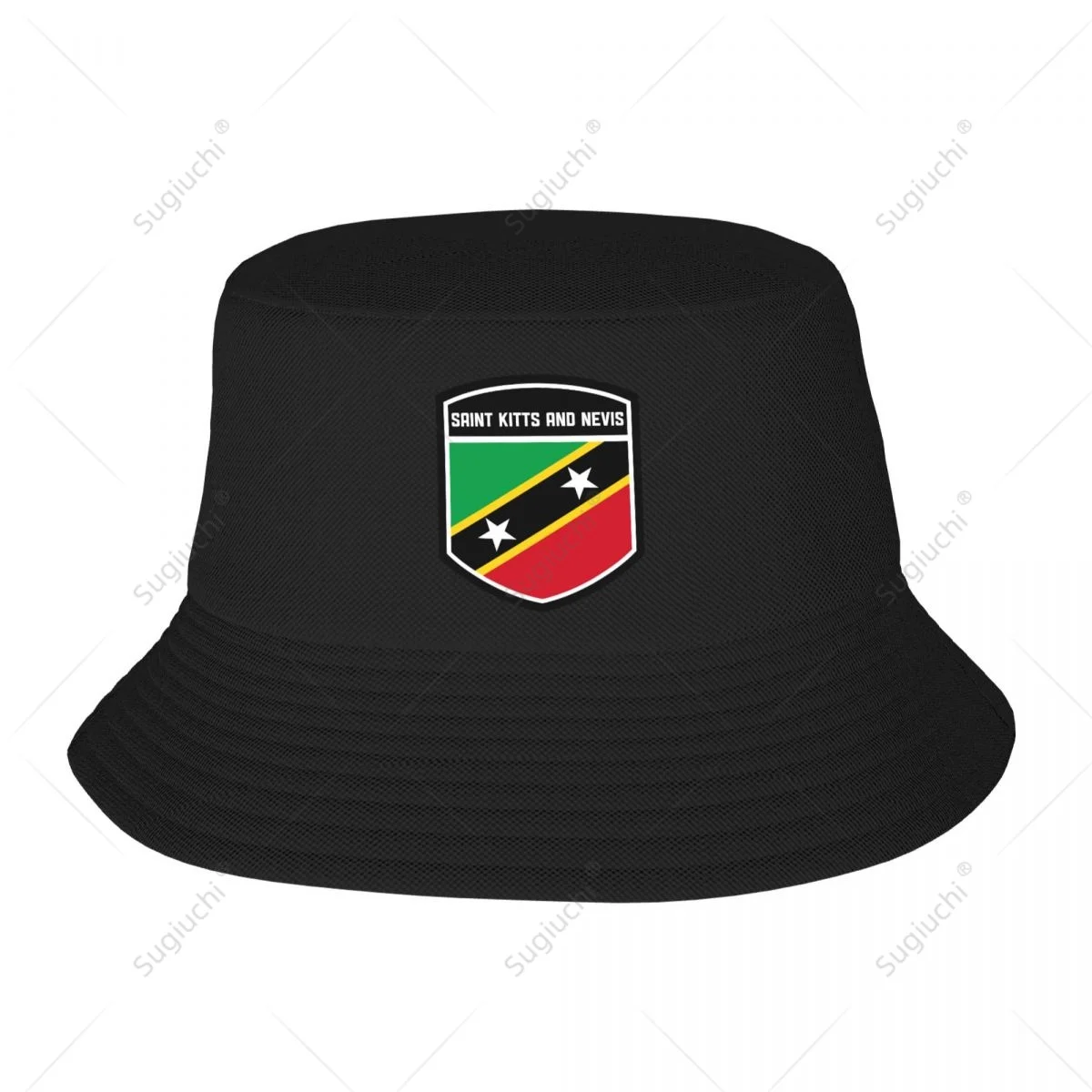 Saint Kitts And Nevis Flag Shield Bucket Hats Print Cool Fans Sun Shade Simple Classic Outdoor Summer Fisherman Caps Fishing Cap