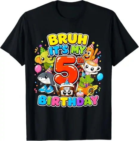 Italienisches Brainrot-Geburtstags-Meme für 5-Jährige, 5. Geburtstag, Jungen, Mädchen, Performance-T-Shirt, Bruh, Es ist mein 5. Geburtstag, Spruch-T-Shirt, Sohn, Cooles Geschenk – Detail 5