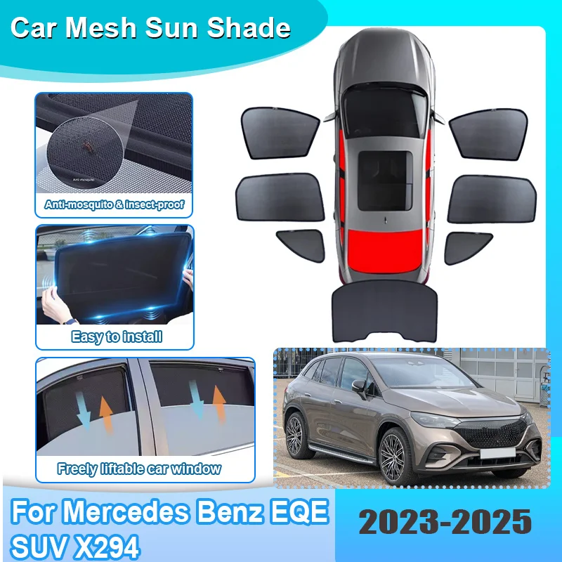

Солнцезащитная сетка на окна автомобиля для Mercedes-Benz EQE SUV X294 2023-2025: Защита от УФ-лучей, шторка на лобовое стекло, автоаксессуары