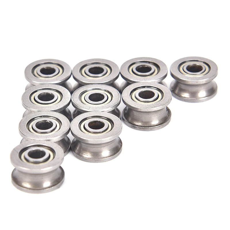 10pcs U624ZZ 4*13*7mm U Shaped Round Bottom Track Groove Pulley Bearing Sliding Rollers Bearing U Groove Ball Bearings