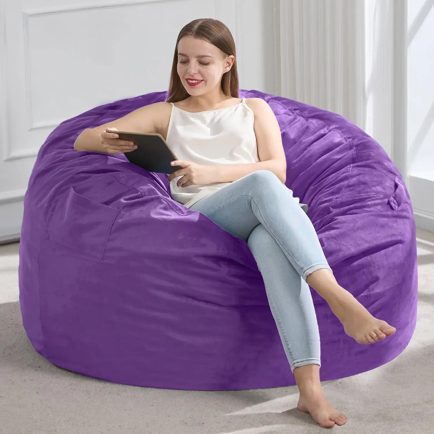 

3FT Bean Bag Chair Giant Bean Bag Chairs for Adults Large Bean Chairs with Removable Cover, Beanbag Chair with Filler, Adult Bea