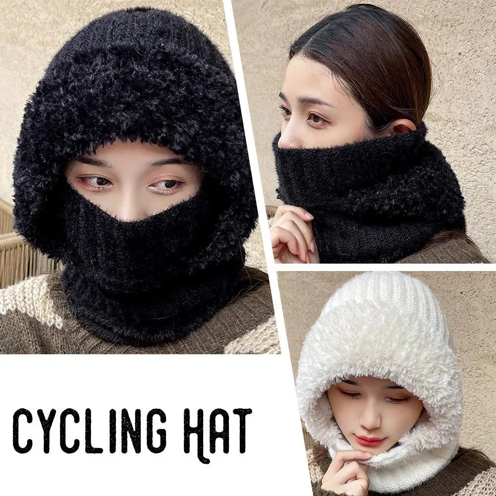 High Quality Women Winter Beanie Hats One-Piece Knit Balaclavas Mask Neck Circle Scarf Ski Snow Hat Ladies Beanies