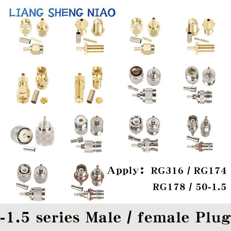 plugue de cabo coaxial macho e femea n feeder joint bnc rg58 bnc rg316 sma j15 uhf rf line 50 15 series 10 pcs 01