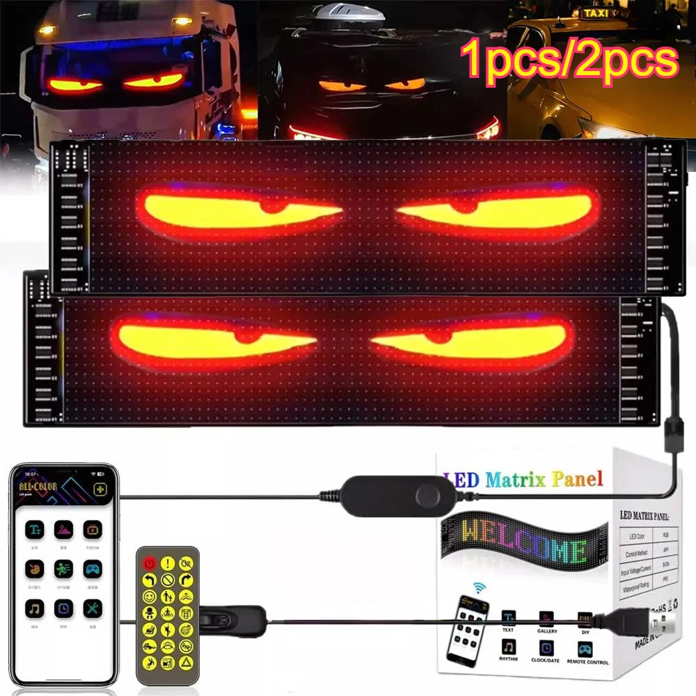 

Dynamic Devil's Eye Truck LED Car Sign DIY App Control LED Panel Flexible Display Light Scrolling Advertising Led Eyes for Truck