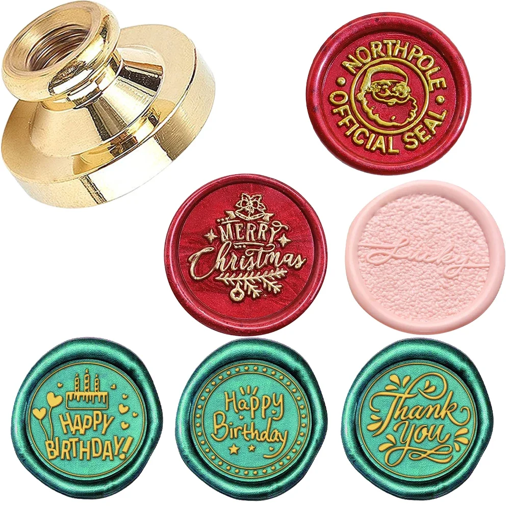 ختم من الشمع Stamps 25mm جولة النحاس ختم من الشمع ختم الرأس، رغبات عيد الميلاد شكرا لك موضوع Stamps لتزيين المغلفات #3