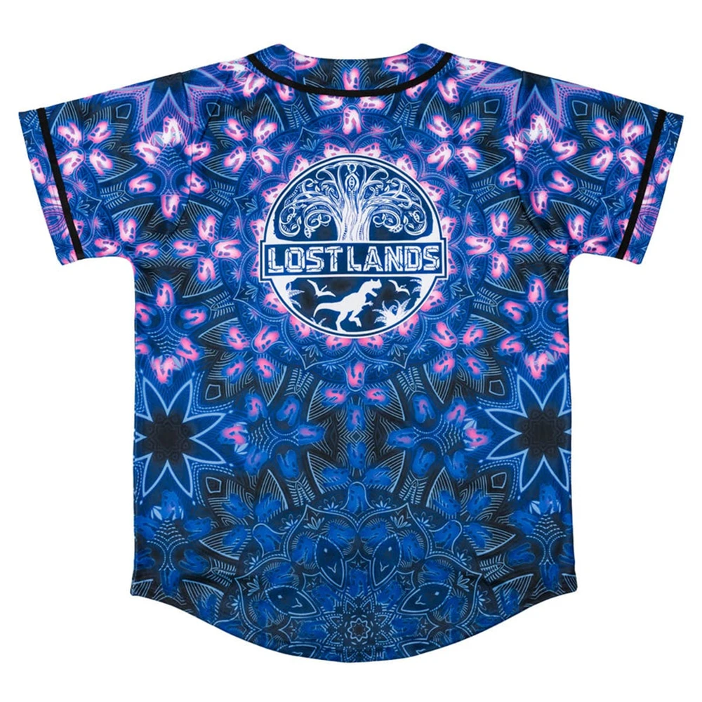 Excision LOST LANDS MANDALA  Baseball Jersey Harajuku Thin button Baseball Uniform Funny Baseball Jersey Fro EDM Top