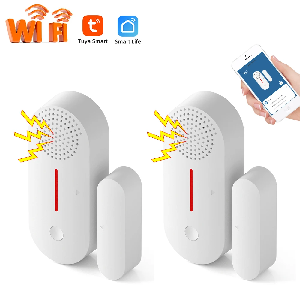 Tuya WiFi Door Window Sensor Door Opening Detector Sound Alarm Timed Arm Disarm Smart Home Security Protection Smart Life APP