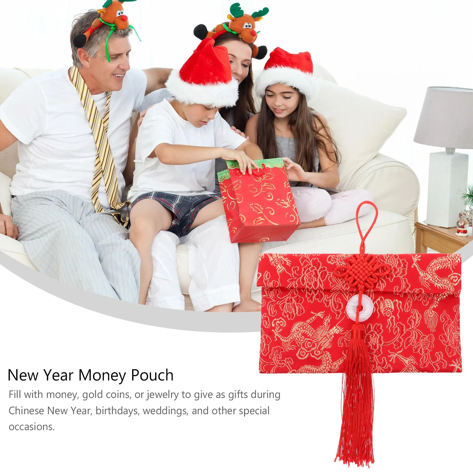 

2 Pcs Brocade Red Envelope Luxurious Chinese Envelopes Wallet Hong Bao Vietnamese Pockets Money