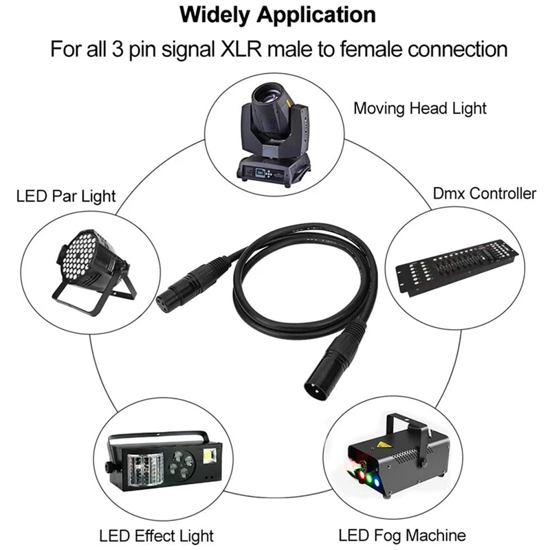 3.2Ft / 1M DMX Cable, 8PCS 3 Pin DMX Cables DMX Wires, DMX512 XLR Male To Female Stage Light Signal Cable