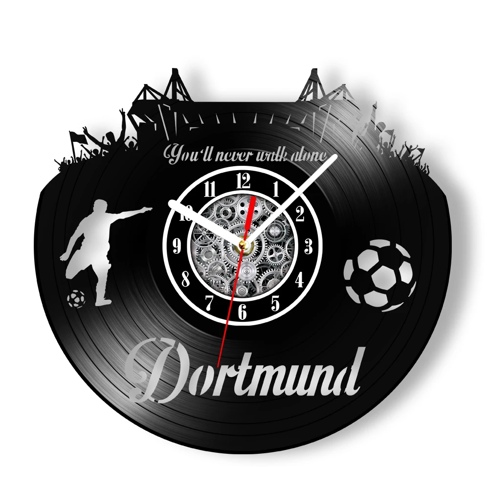 Dortmund Skyline Vinyl Record Wall Clock For Football Fans Room Germany Cityscape Home Decor Watch Retro Music Album Wall Clock