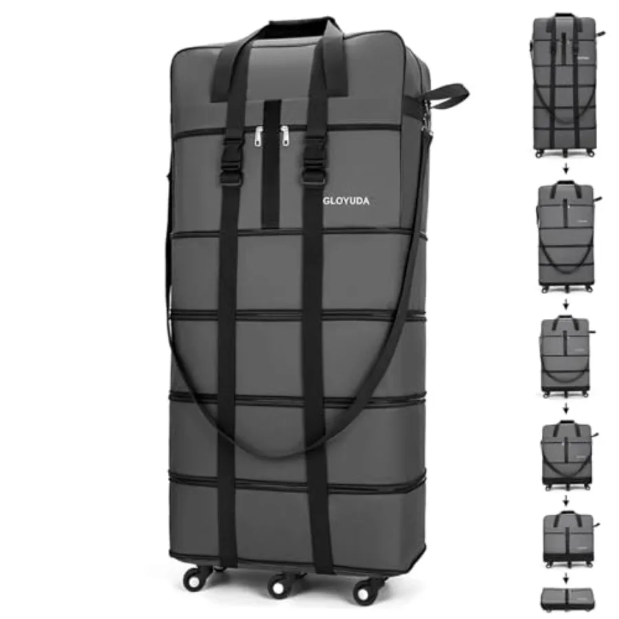 

130L Expandable Luggage 43 Inch Extra Large Suitcase with Wheels Collapsible Luggage Rolling Duffle Bag with Wheels Big Suitcas