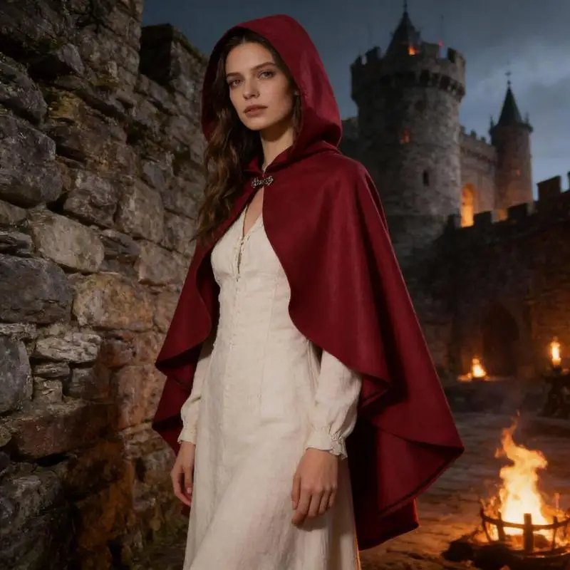 New Renaissance-style hooded cape for adults, medieval shawl for HalloweencosClothing