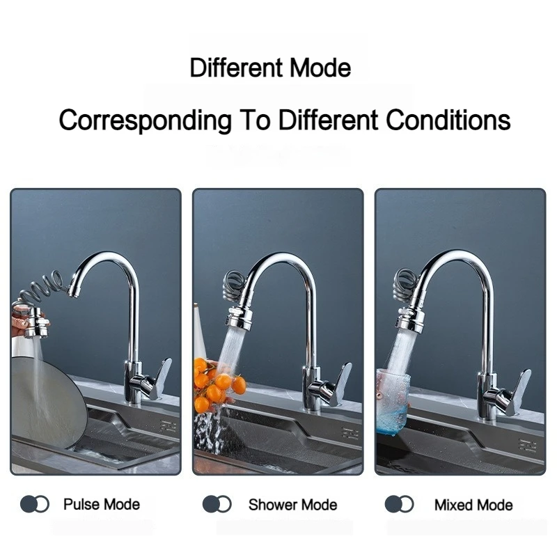 3 Modes Pull Out Faucet Extender Universal Aerator Sink Mixer Extension Tube Shower Water Saving Tap Kitchen Accessories