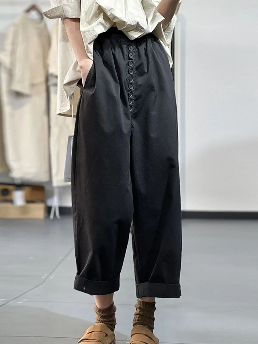 Retro tooling casual pants women's autumn loose design sense niche Harlan pants