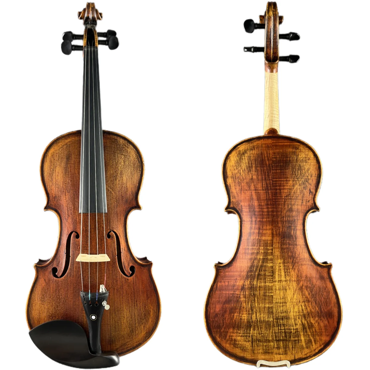 5-year-old handmade natural tiger patterned maple patterned violin imitating old and restored guqin