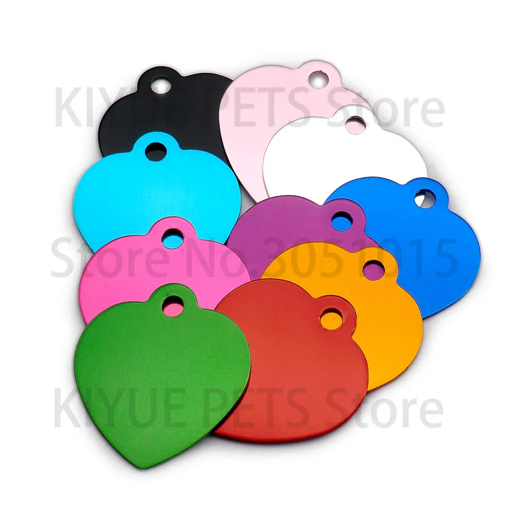 Wholesale 100Pcs Aluminum Pet ID Tag Heart Shape Dog Id Tag Customized Name Phone NO. Tags Cat Charm Personalized Pet Supplies