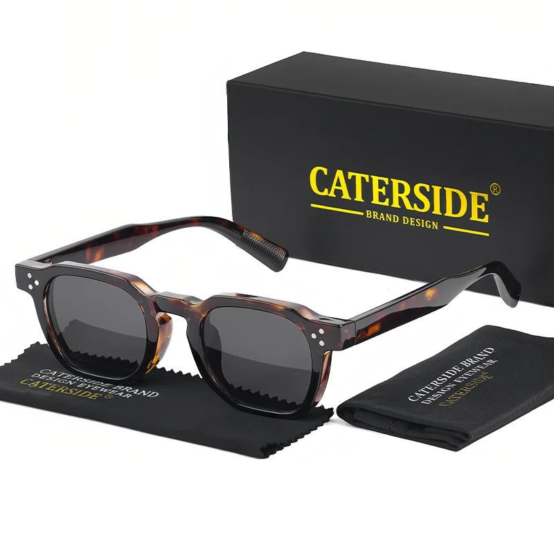 CATERSIDE Retro Quadratische Sonnenbrille für Herren, Punk-Mode Marken-Sonnenbrille für Damen, Reise- und Party-Accessoire, UV400 Sommer-Stil Lunette De Soleil – Detail 8