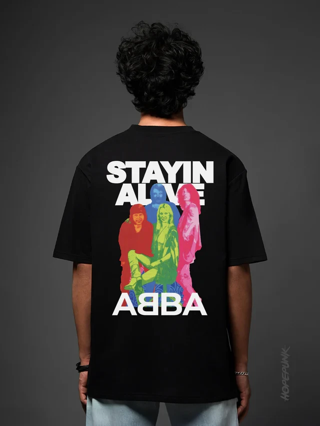 2025 Stayin Alive - ABBA Hip Hop Band Футболка Мужская винтажная футболка с круглым вырезом из чистого хлопка с короткими рукавами Уличная одежда Harajuku Мужская одежда