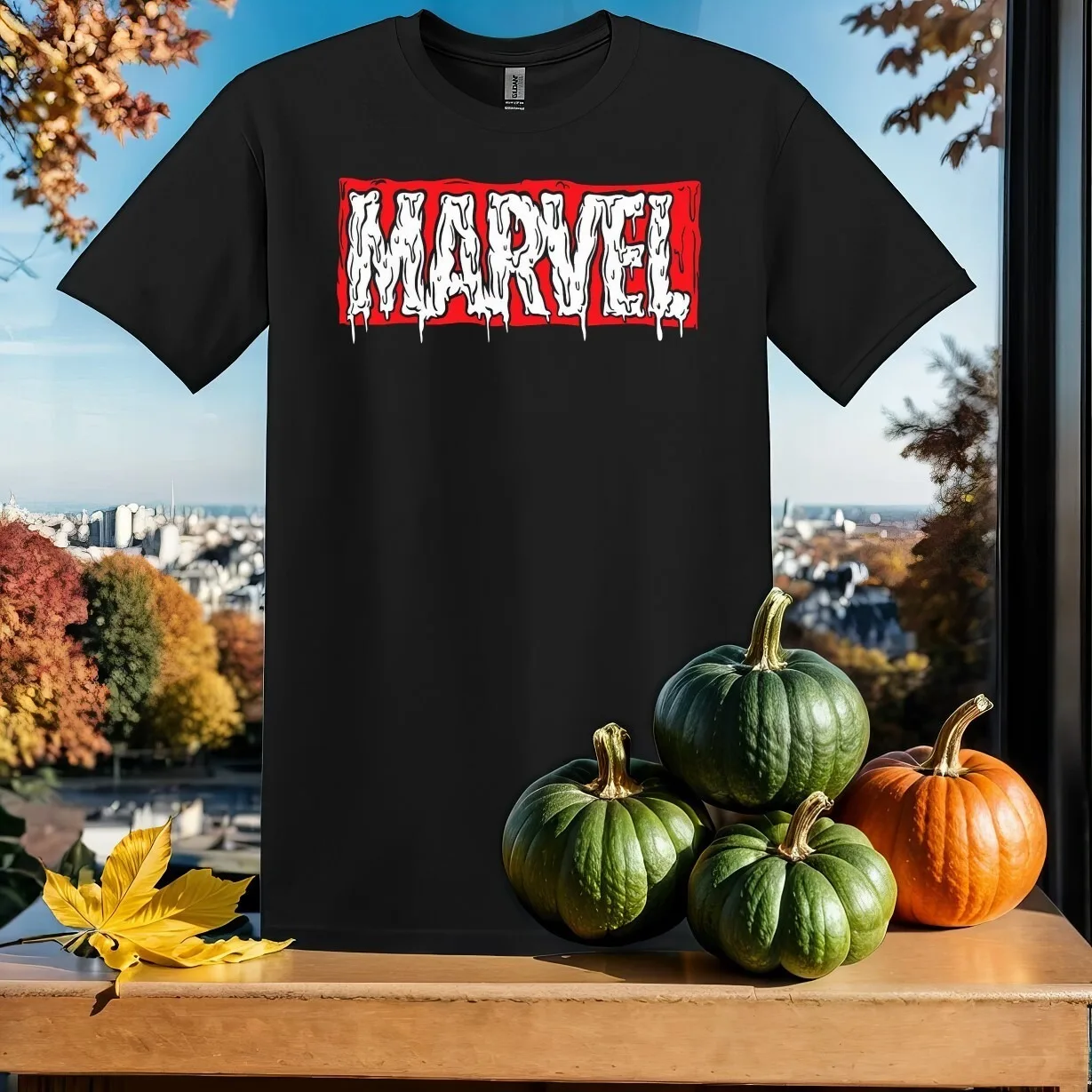 

Marvel Dripping Text Cotton Tee – Highlights The Eye - Catching Dripping “MARVEL” Logo, Ideal for Casual Wear Arrival Tee S-4XL