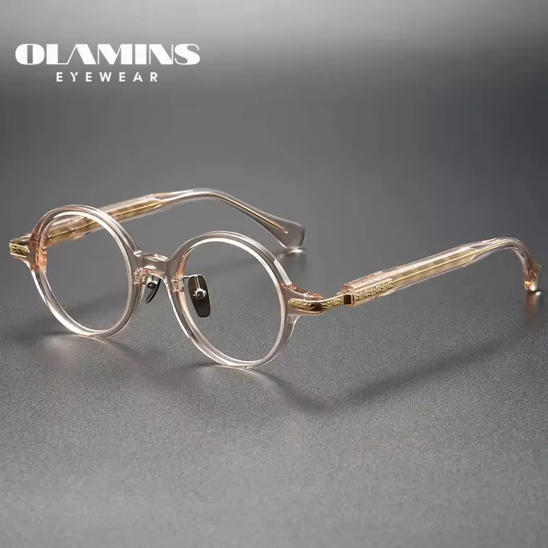 

OLAMINS​ Designer Eyeglasses Famous Round Luxury Eyeglasses Frames Durable Round Frame Luxury Acetate Eyeglasses 80854