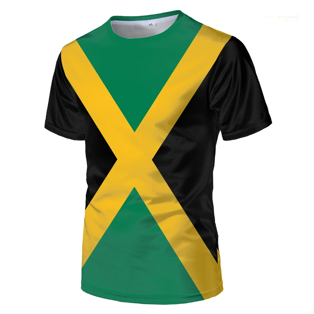 تي شيرت برسومات علم جامايكي ، تي شيرتات رياضية للرجال ، رقبة دائرية ، أكمام قصيرة ، قمصان مطبوعة ، هيب هوب ، موضة عائلية ، ملابس رجالية