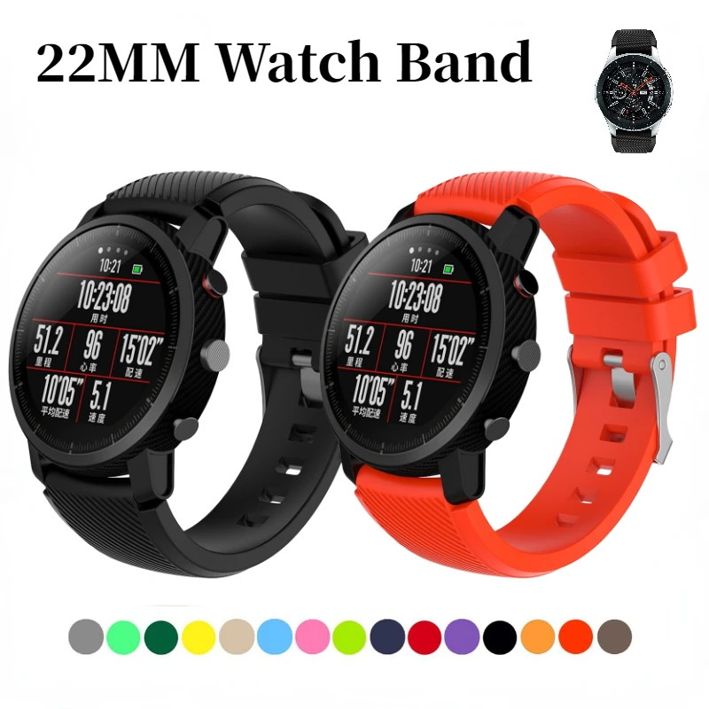 

22mm Silicone Band For Amazfit Stratos 3/GTR/Samsung Watch 3/Gear S3 Sport Bracelet Wristband For Huawei Watch 4/3/GT4-3-2 band