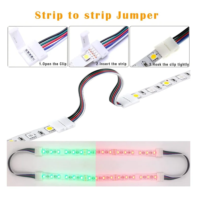 PZHI-5 Pin LED Strip Connector Kit White Plastic For 12Mm RGBW LED Strip Connection Include T Shape 5 Pin LED RGBW Connector