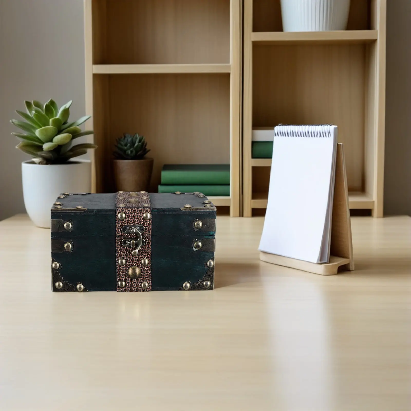 

Vintage Treasure Chest Box Dark Jewelry Storage with Lock Retro Decorative Organizer for Home Party Display Portable