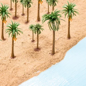 Coconut Palm Tree Modelo, DIY Park, Rainforest, Trem, Decoração Ferrovia, Paisagem do edifício, Árvore miniatura, Altura 6-15cm, 5Pcs 12 principais vendas minhatura de predio - №7