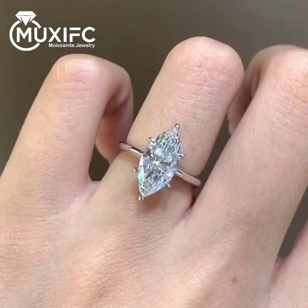 

MUXIFC 3CT кольцо с муассанитом огранки маркизы сверкающее D VVS1 сертификат GRA обручальное кольцо на палец лабораторный бриллиант S925 ремешок из чистого серебра