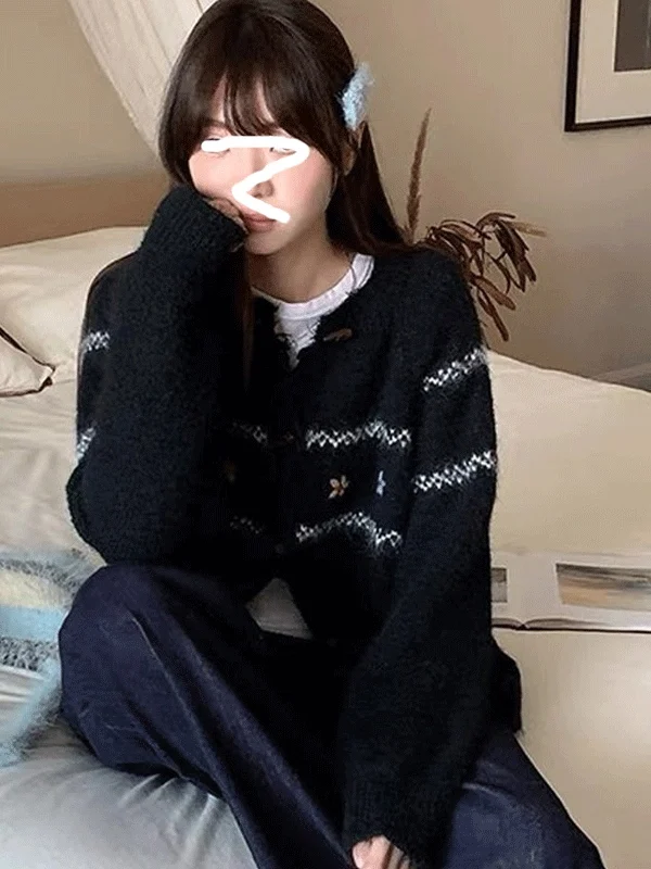 

Свитера Джемперы Кардиганы женские для женщин Корейский стиль Тонкие свободные детали с люверсами Японский Kawaii Harajuku Sweet Feminine