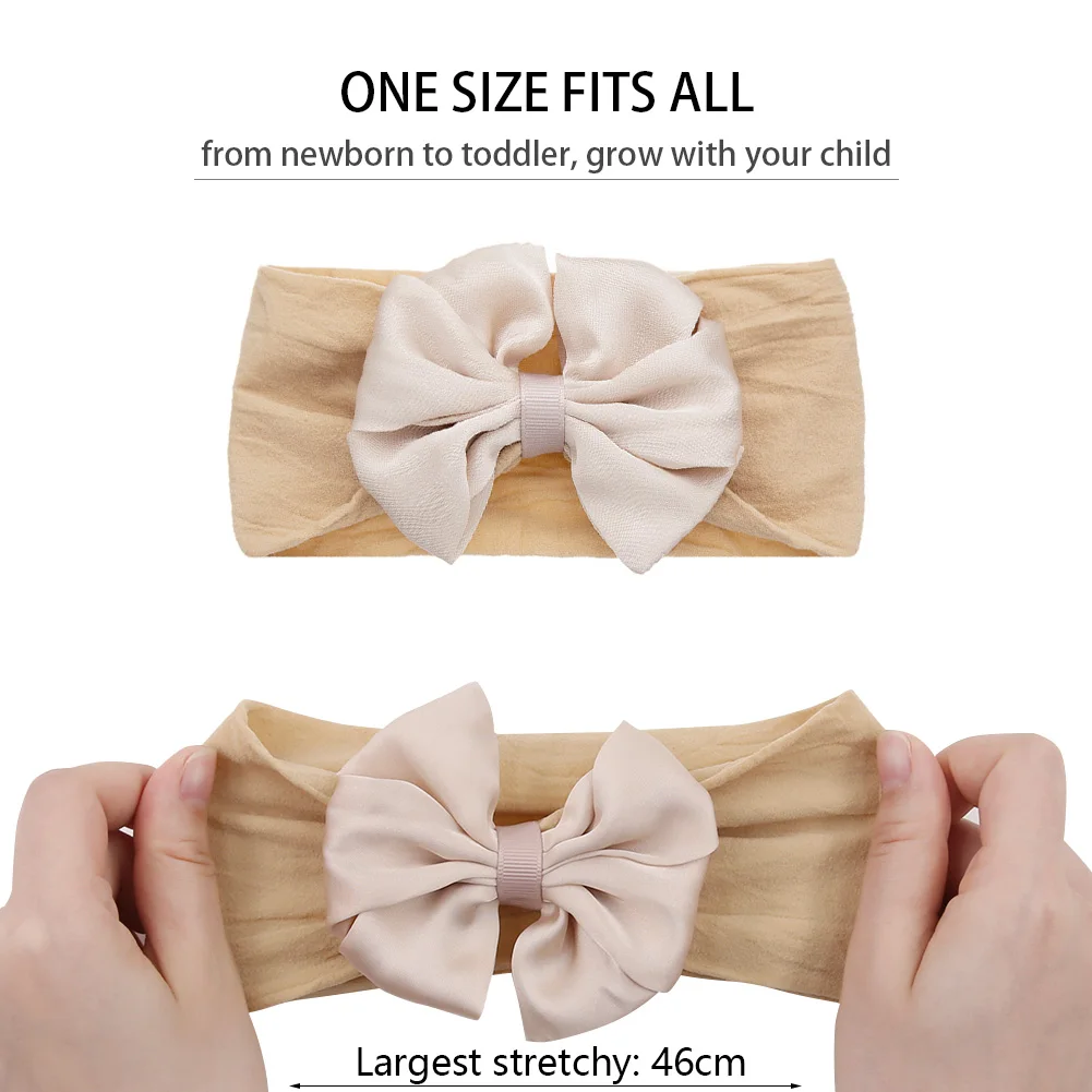 Solid Silk Bow Baby Headbands Elastic Nylon Hair Bands Infant Boys Girls Headwraps Toddler Headwear Kids Hair Accessories