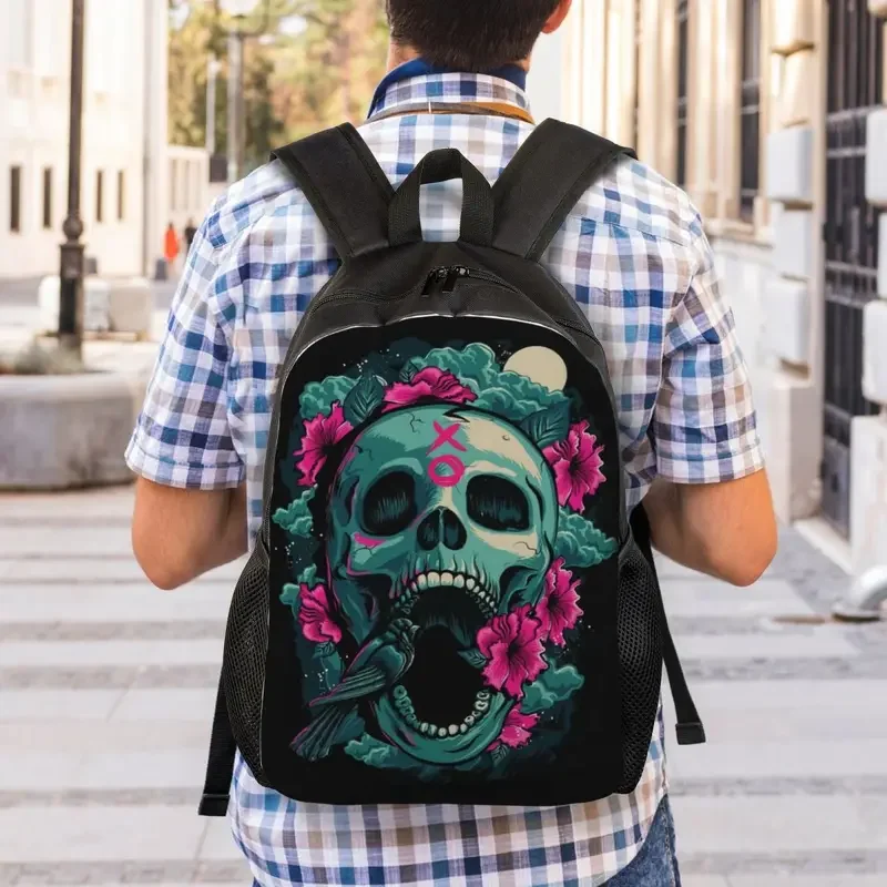 Mochila Laptop Crânio Horror para Homens e Mulheres, Bolsa Básica para Notebook, Sacos Mágicos do Dia das Bruxas, Estudante da escola universitária