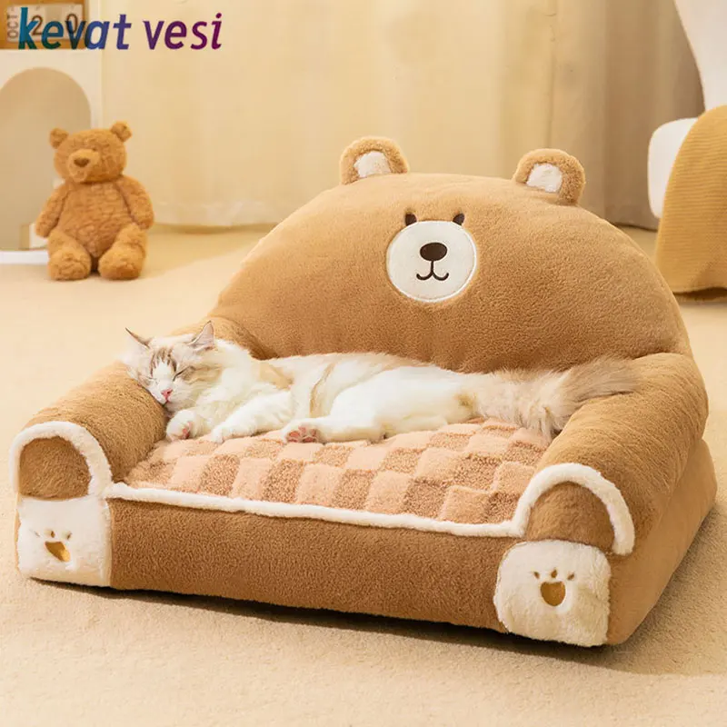 

Winter Warm Cat Bed Plush Soft Pet Sofa for Small Medium Dogs Cats Non-slip Thicken Puppy Kitten Sleeping Mat Pet Supplies