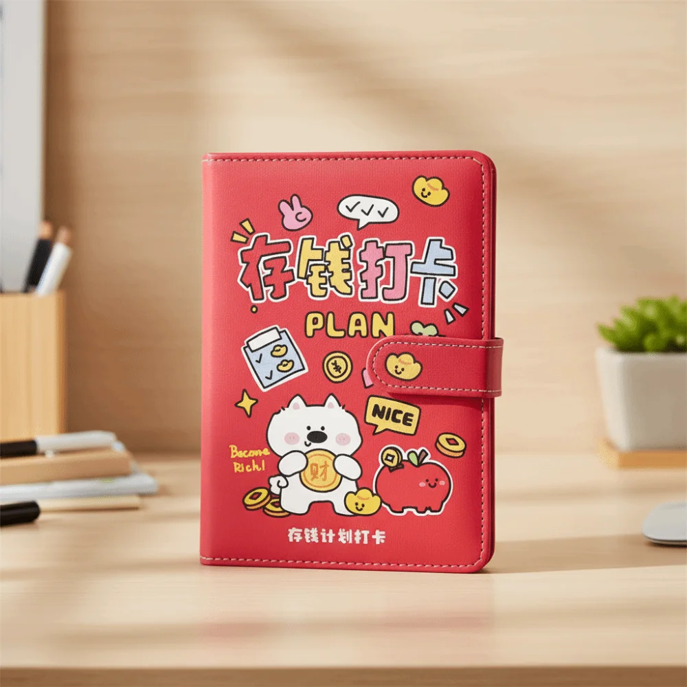 محفظة تخزين توفير المال الموثق كتيب المغلفات النقدية الميزانية الموثق مع قفل 50 ورقة بولي Leather الجلود مخطط المنظم للجنسين #4