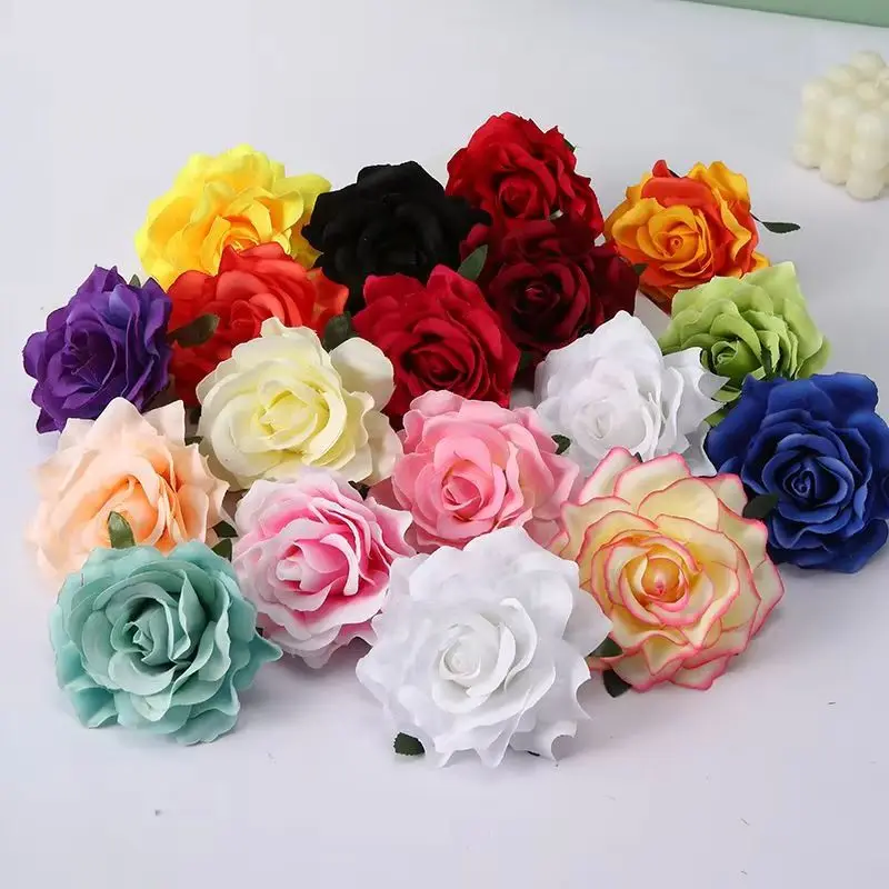 

50PCS 10CM Big Roses Artificial Flowers Home Decoration Festival Wreath Wedding Bridal Accessories Clearance Headwear Brooch Diy