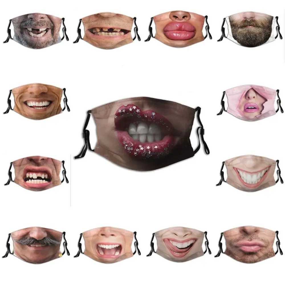 

Facial Expression 3D Three-dimensional Mask Personality Printed Funny Printed Mask Creative Cotton Party Cosplay Mask Hiking