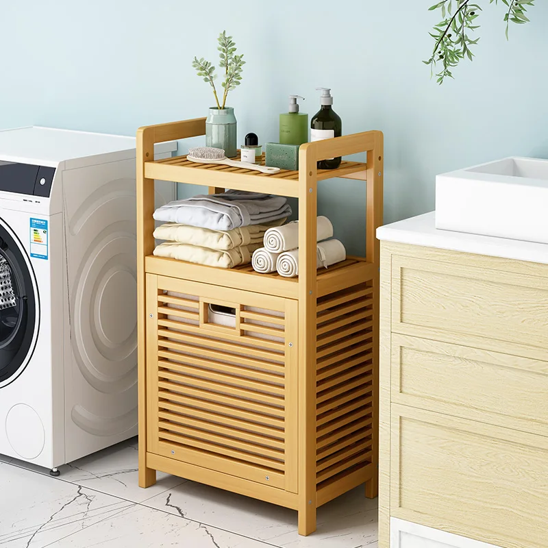 

‌ Бамбуковый шкаф для хранения в ванной комнате, угловая полка большой емкости, вентилируемый и влагостойкий боковой шкаф для унитаза, компактная полка для хранения вещей